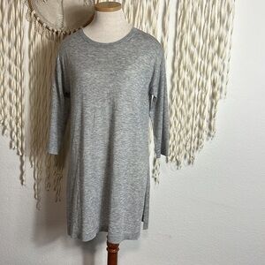 Eileen Fisher Gray Linen Blend Tunic Sweater Size XXS